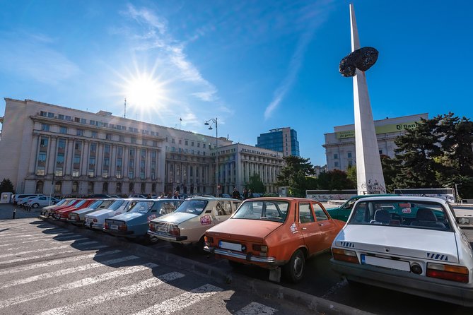 Private -RedPatrol Tour of Bucharest with a Romanian Vintage Car - Revolution Square puts the story in the right place